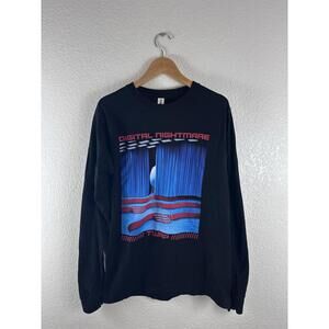 Digital Nightmare Graphic Long Sleeve Shirt Black Tutlex Size S Streetwear